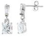 925 Sterling Silver Platinum Finish Princess Fashion Earrings