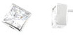 925 Sterling Silver Platinum Finish Princess Stud Earrings