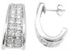 925 Sterling Silver Platinum Finish Fashion Pave Earrings