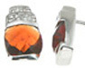 925 Sterling Silver Rhodium Finish Simulated Agate Crystal Cushion Cut Fashion Earrings