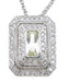 925 Sterling Silver Rhodium Finish Emerald Cut Antique Style Pave Pendant