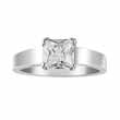 925 Sterling Silver Platinum Finish Princess Solitaire Engagement Ring