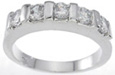 925 Sterling Silver Platinum Finish Fashion Channel Set Band