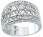 925 Sterling Silver Platinum Finish Antique Style Pave Ring
