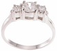 925 Sterling Silver Platinum Finish Brilliant Three Stone Engagement Ring