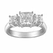 925 Sterling Silver Platinum Finish Princess Three Stone Engagement Ring
