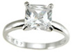 925 Sterling Silver CZ Princess Solitaire Wedding Ring