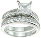 925 Sterling Silver Rhodium Finish CZ Princess Solitaire Engagement Ring