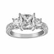 925 Sterling Silver Rhodium Finish CZ Princess Antique Style Wedding Ring