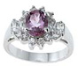 925 Sterling Silver Platinum Finish Genuine Amethyst Ring