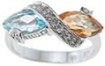 925 Sterling Silver Platinum Finish Genuine Topaz And Citrine Ring