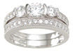 925 Sterling Silver Three Stone Wedding Set