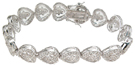 925 Sterling Silver Rhodium Finish CZ Heart Antique Style Bracelet