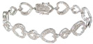 925 Sterling Silver Rhodium Finish CZ Heart Antique Style Bracelet