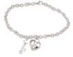 925 Sterling Silver Rhodium Finish CZ Heart & Key Bracelet