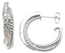 925 Sterling Silver Rhodium Finish Brilliant Hoop Pave Earrings