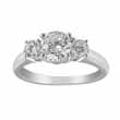 925 Sterling Silver Platinum Finish Brilliant Three Stone Engagement Ring