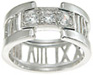 925 Sterling Silver Rhodium Finish CZ Brilliant Tiffany Style Band