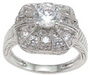 925 Sterling Silver Rhodium Finish CZ Antique Style Anniversary Ring