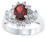 925 Sterling Silver Platinum Finish Genuine Garnet Ring