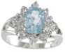 925 Sterling Silver Platinum Finish Genuine Topaz Ring