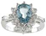 925 Sterling Silver Platinum Finish Genuine Topaz Ring