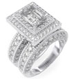 925 Sterling Silver Rhodium Finish CZ Antique Style Wedding Set Ring