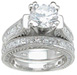 925 Sterling Silver Rhodium Finish CZ Princess Wedding Set Ring